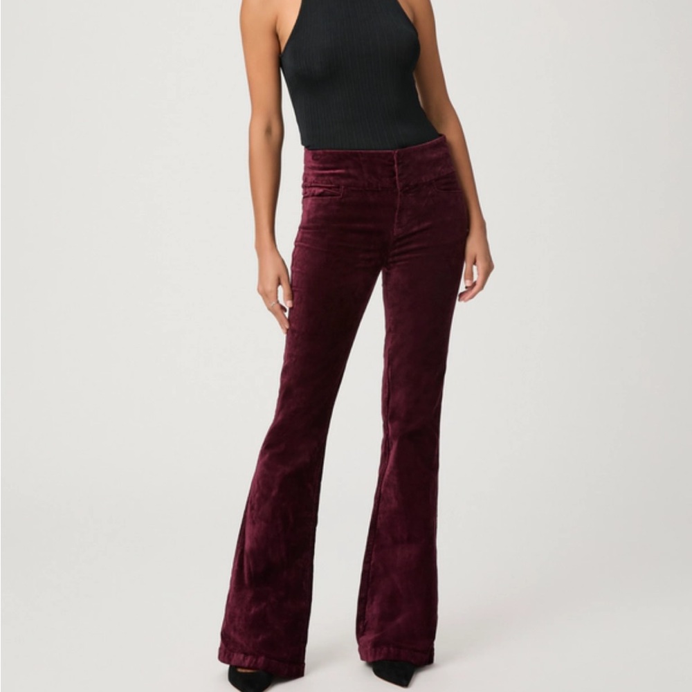 Paige Lou High Rise Flare Pant Oxblood NWT 25